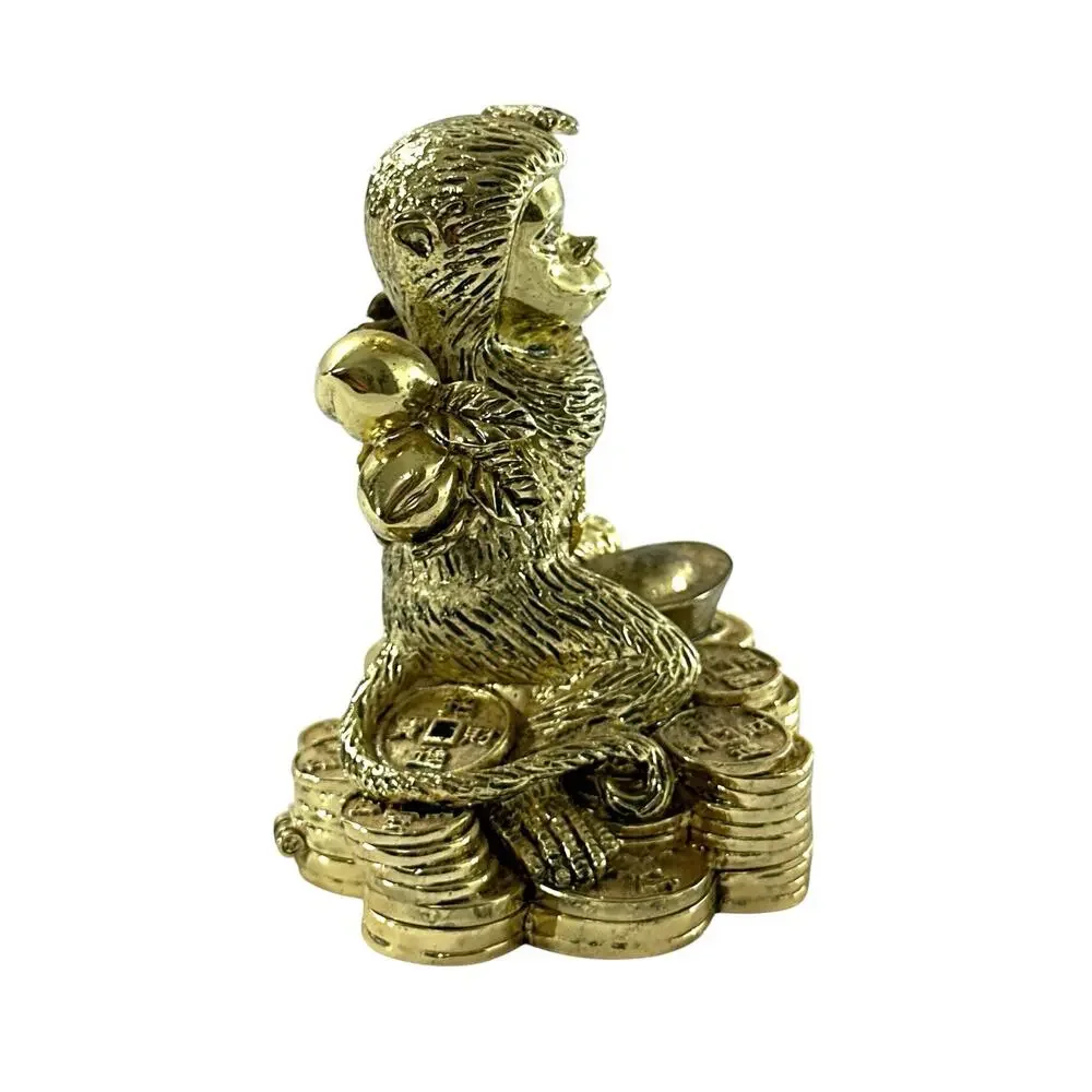 Artform Fine Collectibles Hinged Monkey Trinket Box Gold Tone Prosperity 3”